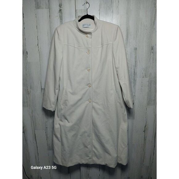 Kashmiracle Long Coat Womens M Ivory Faux Cashmere Jacket USA - Picture 1 of 7